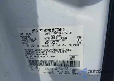 2014 Ford F-150 Xl z USA, uszkodzony, nr VIN 1FTNF1EF5EKG07269